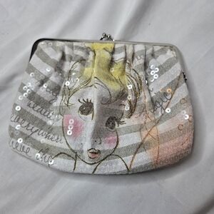 Disney Sequin Cosmetic Bag Tinkerbell Kiss Lock